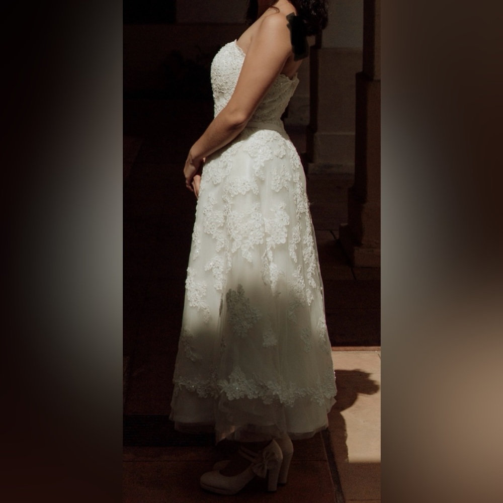 Galina Tea-length Strapless Wedding Dress